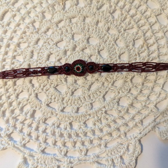 Handcrafted Bracelet Circumference Approx 6 1/4" Color Maroon - Picture 2 of 4